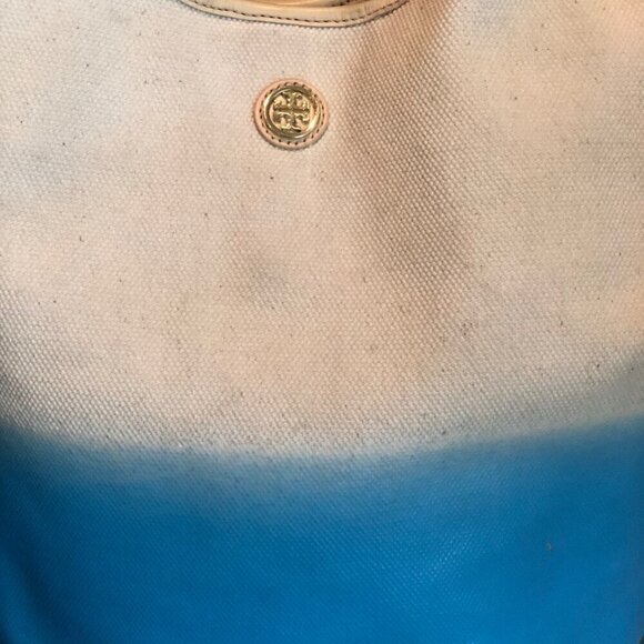 **SOLD**Tory Burch Summer Slouchy Hobo Natural / Juniper Berry Multi-Color Tote - Picture 4 of 14